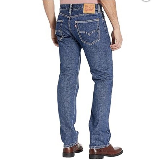 Levis 505 Regular Straight Leg Jeans Size 32x30 Mens Dark Stonewash Cotton NEW - Picture 3 of 5